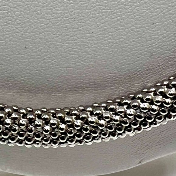 Sterling Silver & Onyx Mesh Necklace – Made in Italy | 18" Statement Chain - Picture 11 of 15